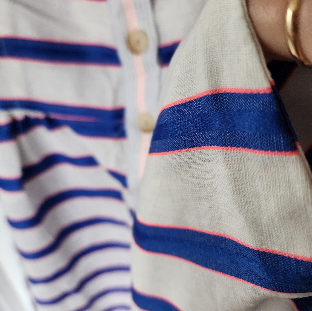 Joules LinenStriped Blue and White Dress - Picture 6 of 7